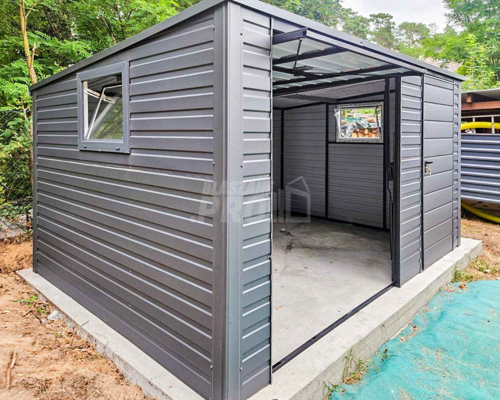 Garaż blaszany 4,5x4m - Brama uchylna - drzwi - 2x okno GP420 Sopot - zdjęcie 3