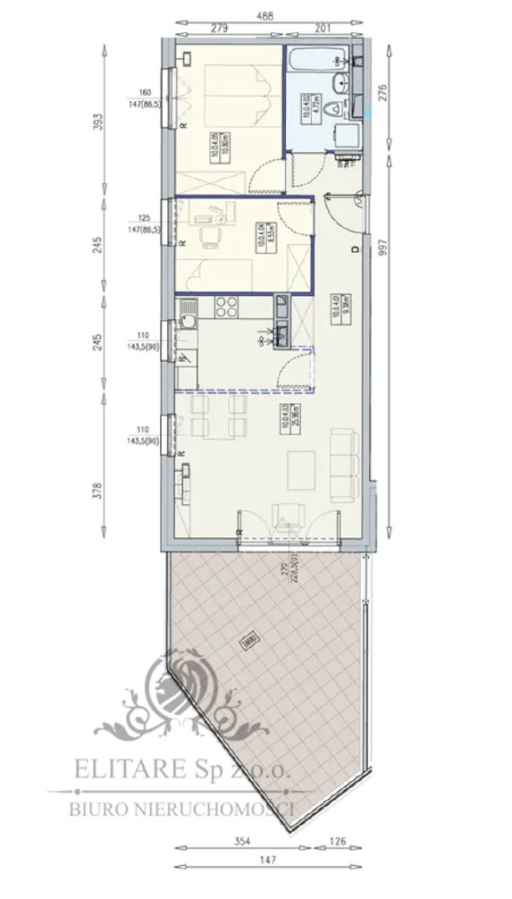 Mieszkanie 3 pok.59,39m2 z tarasem 26,98m2 Wrocław Krzyki ul.Braterska Wrocław - zdjęcie 3