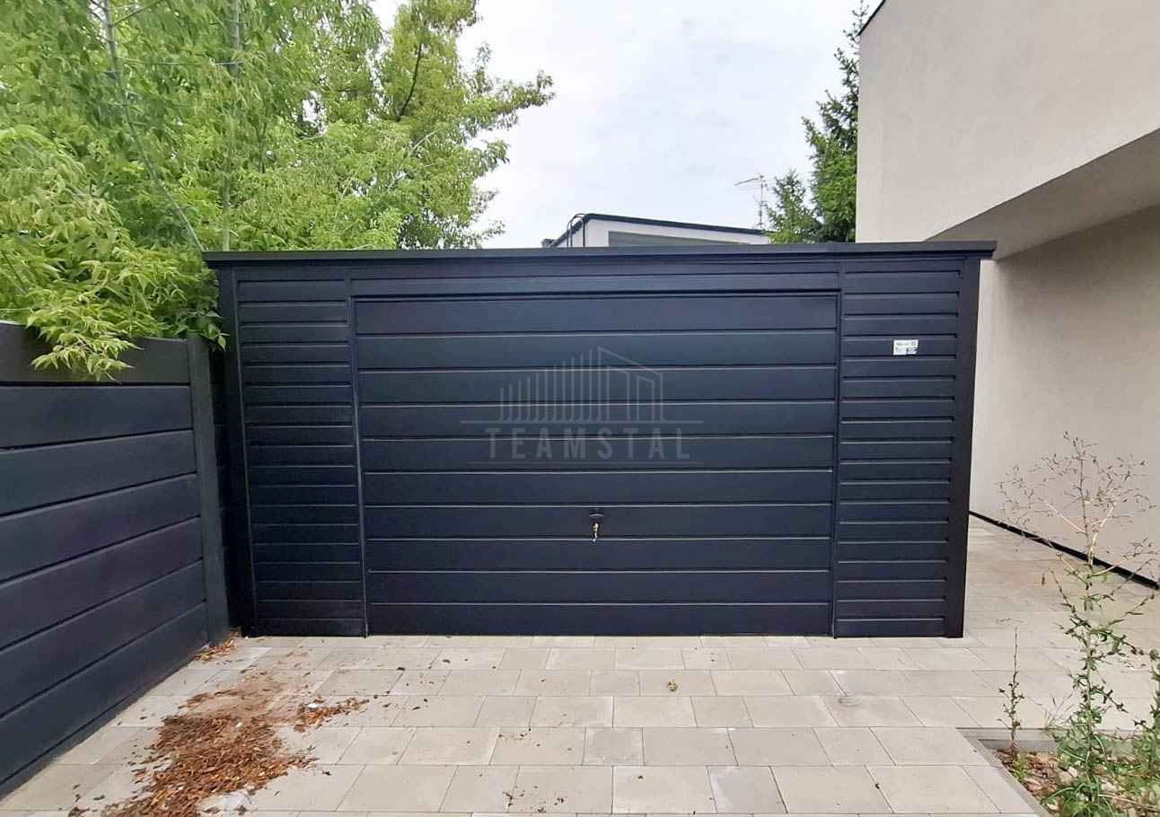 Garaż blaszany 5x6m - brama uchylna - drzwi czarny rynna dach TS1178 Police - zdjęcie 2