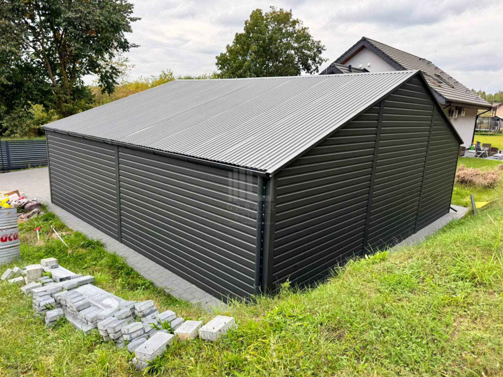 Garaż blaszany 8x6m 2 x brama drzwi podwyższony szczyt rynny ID1123 Dobre Miasto - zdjęcie 4