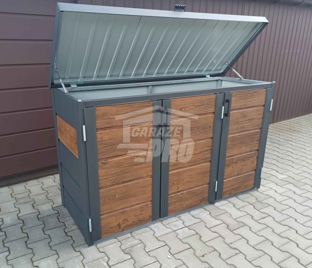 Zabudowa koszy obudowa kubłów 177x65x110cm 3x120L ciemny orzech GP336 Gdynia - zdjęcie 9