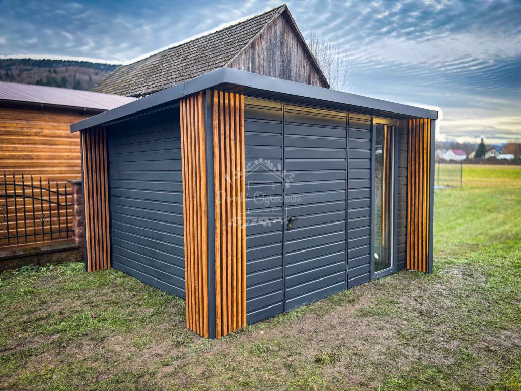 Schowek  Domek ogrodowy PREMIUM 3x3m + wiata Dekor  Antracyt  ID904 Szczecin - zdjęcie 5