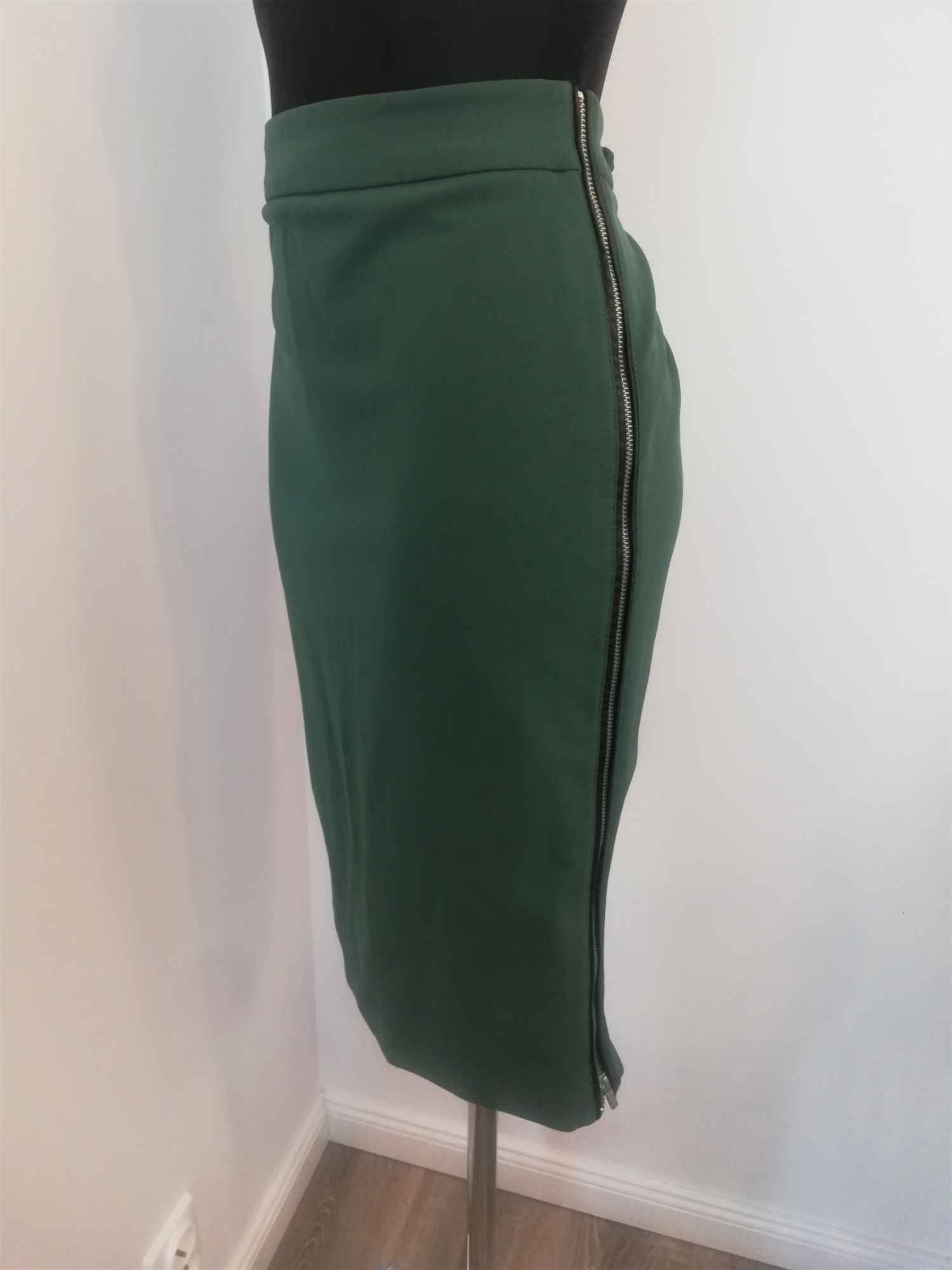 Zielona, ołówkowa spódnica z suwakami Zara Bemowo - zdjęcie 1