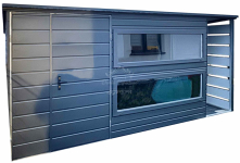 Domek ogrodowy 3,8x2,5m + wiata 0,7x2,5m  antracyt - rynny  ID877
