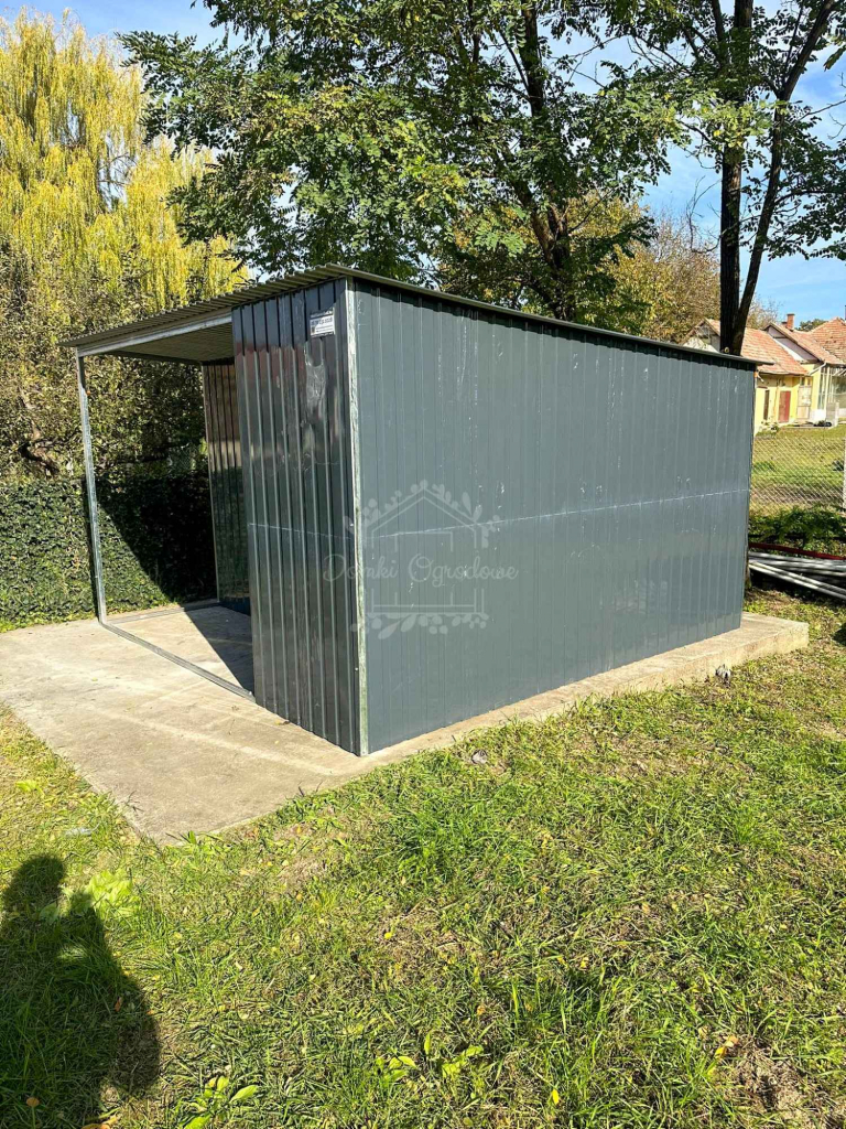 Schowek  Domek ogrodowy 2,5x4m + wiata 1,5m antracyt -spad w tył ID784 Sopot - zdjęcie 4