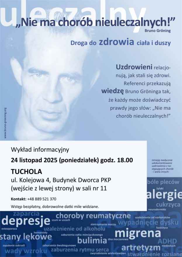 Tuchola Wykład informacyjny uzdrowienie rak kręgosłup bulimia cukrzyca Tuchola - zdjęcie 1