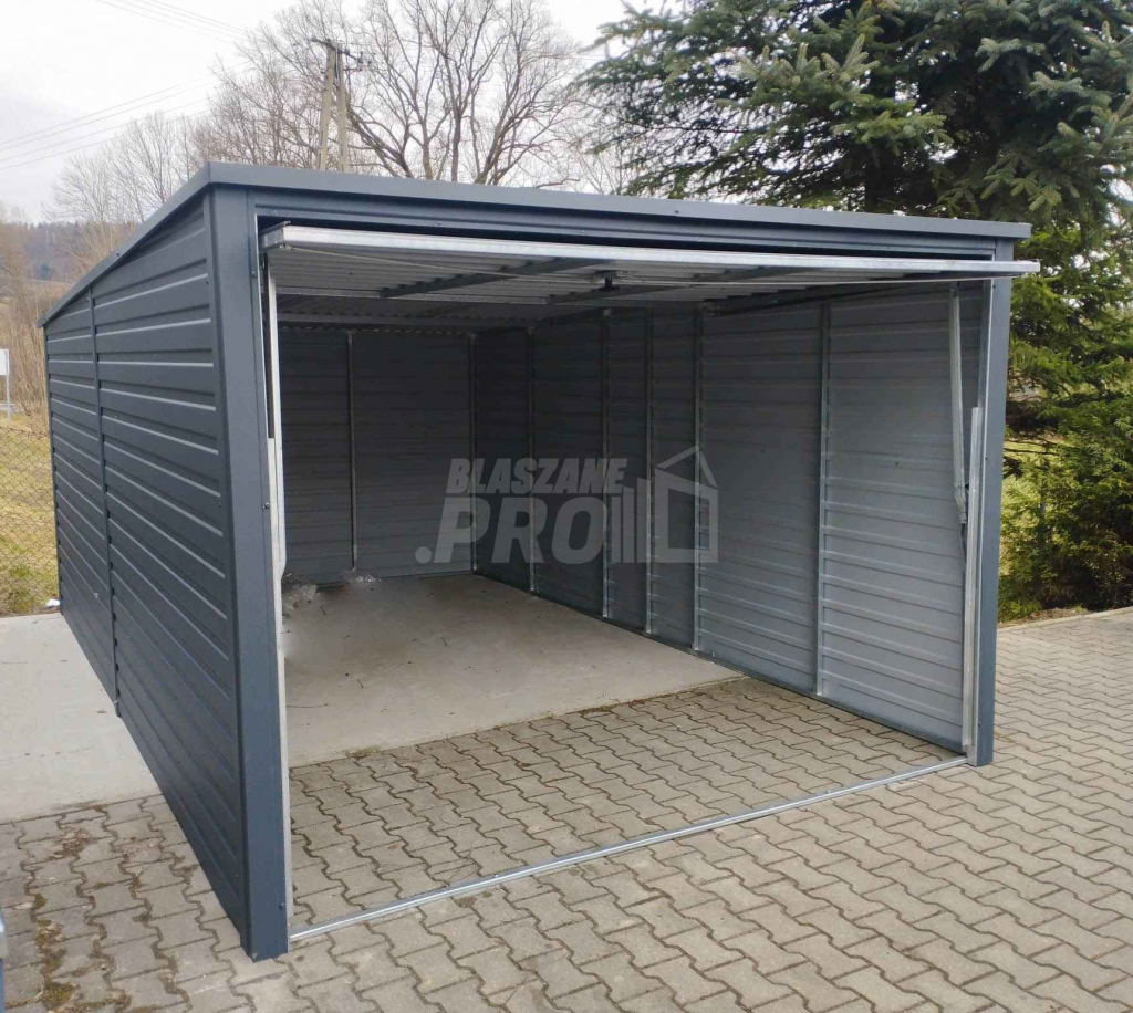 Garaż blaszany 3x5 Brama uchylna Antracyt  Dach spad w tył GP277 Morąg - zdjęcie 4