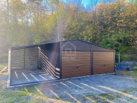 Garaż blaszany 6x6m wiata3m 2x Brama drewnopodobny Dach dwuspad PLG181 Jelenia Góra - zdjęcie 2