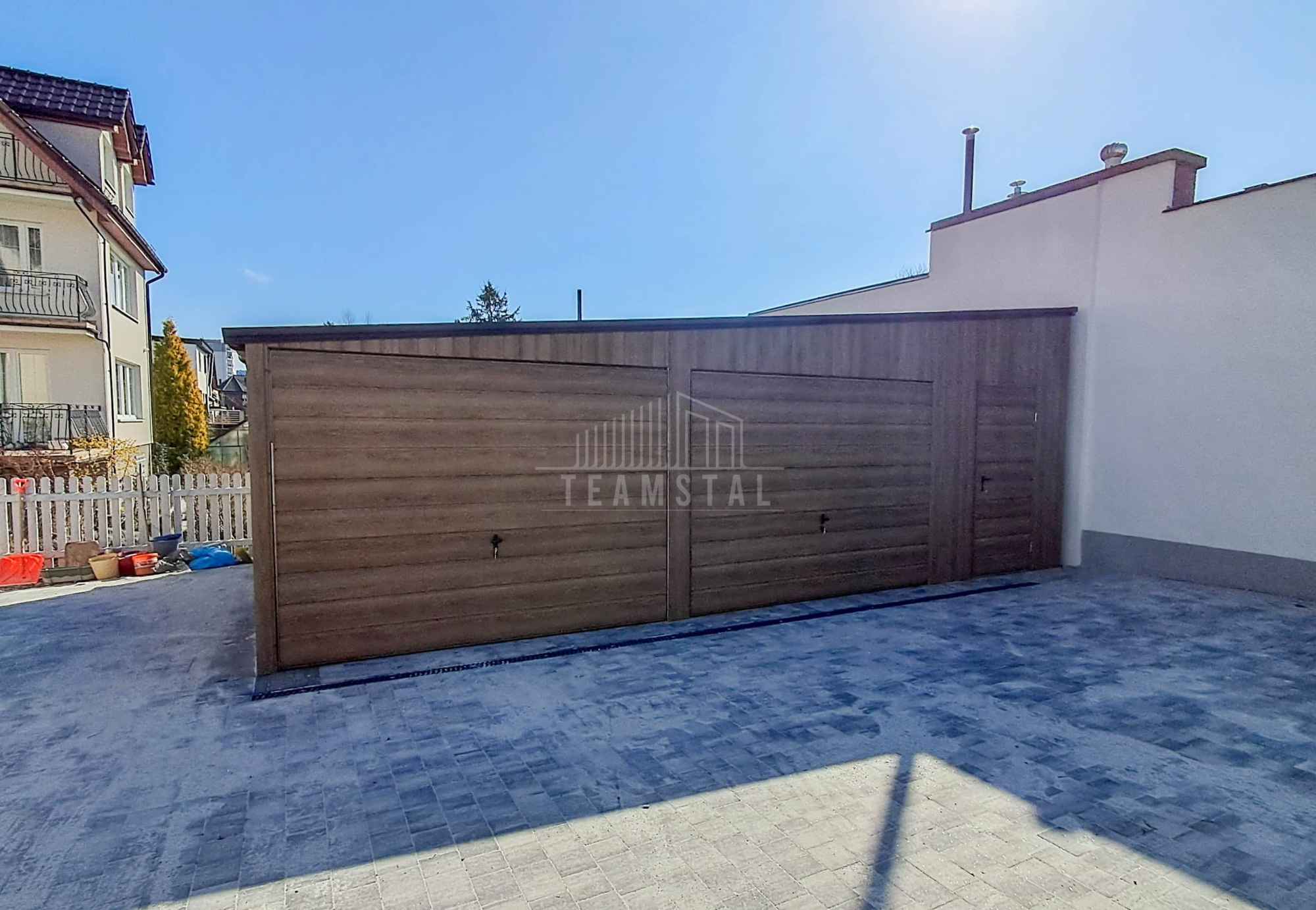 Garaż blaszany 8x6m 2x brama  okno drzwi drewnopodobny rynna TS1072 Psie Pole - zdjęcie 4