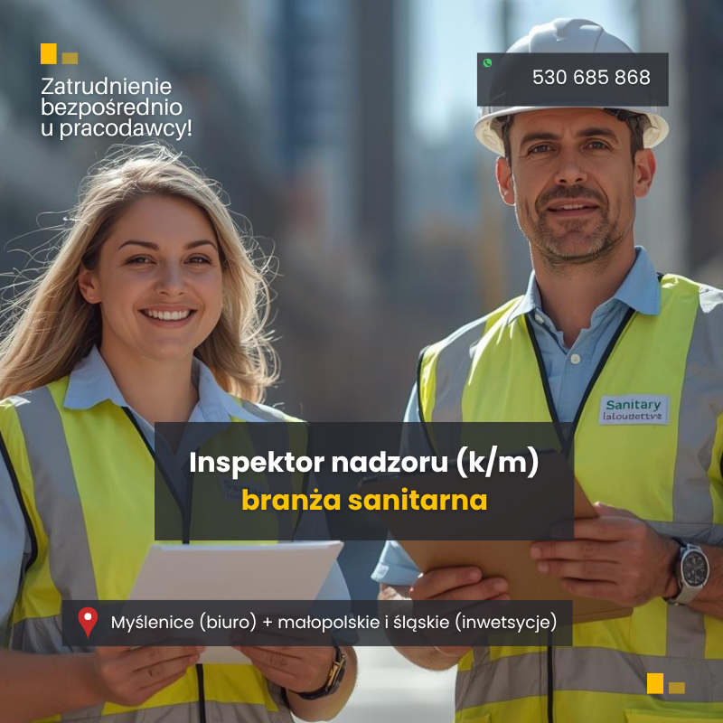 Inspektor Nadzoru – branża sanitarna (m/k) Myślenice - zdjęcie 1