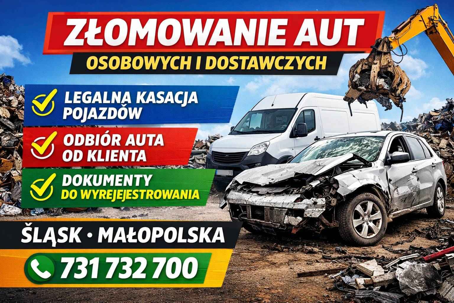Złomowanie aut osobowych i dostawczych z odbiorem - auto złom Chrzanów - zdjęcie 1