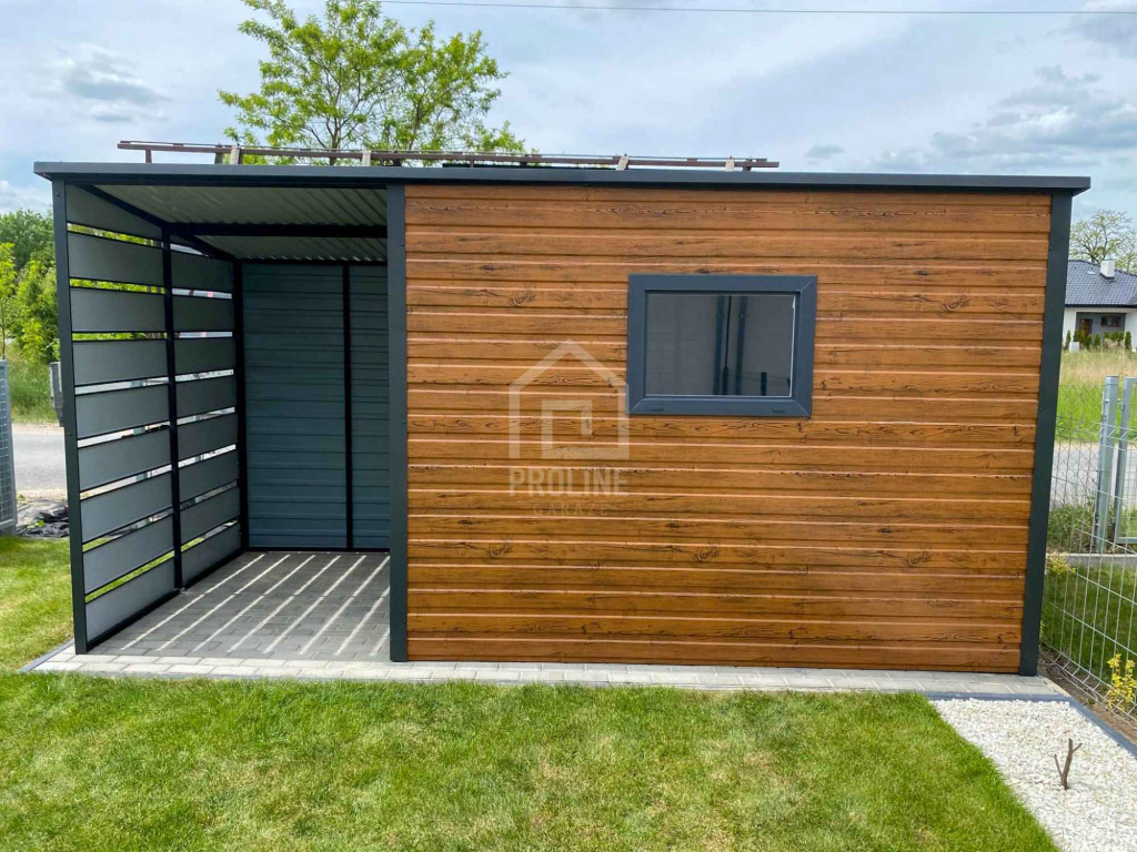 Schowek Domek Ogrodowy 3x2m + wiata 1,5m -Drzwi okno dach w tył PLG135 Wieliczka - zdjęcie 2