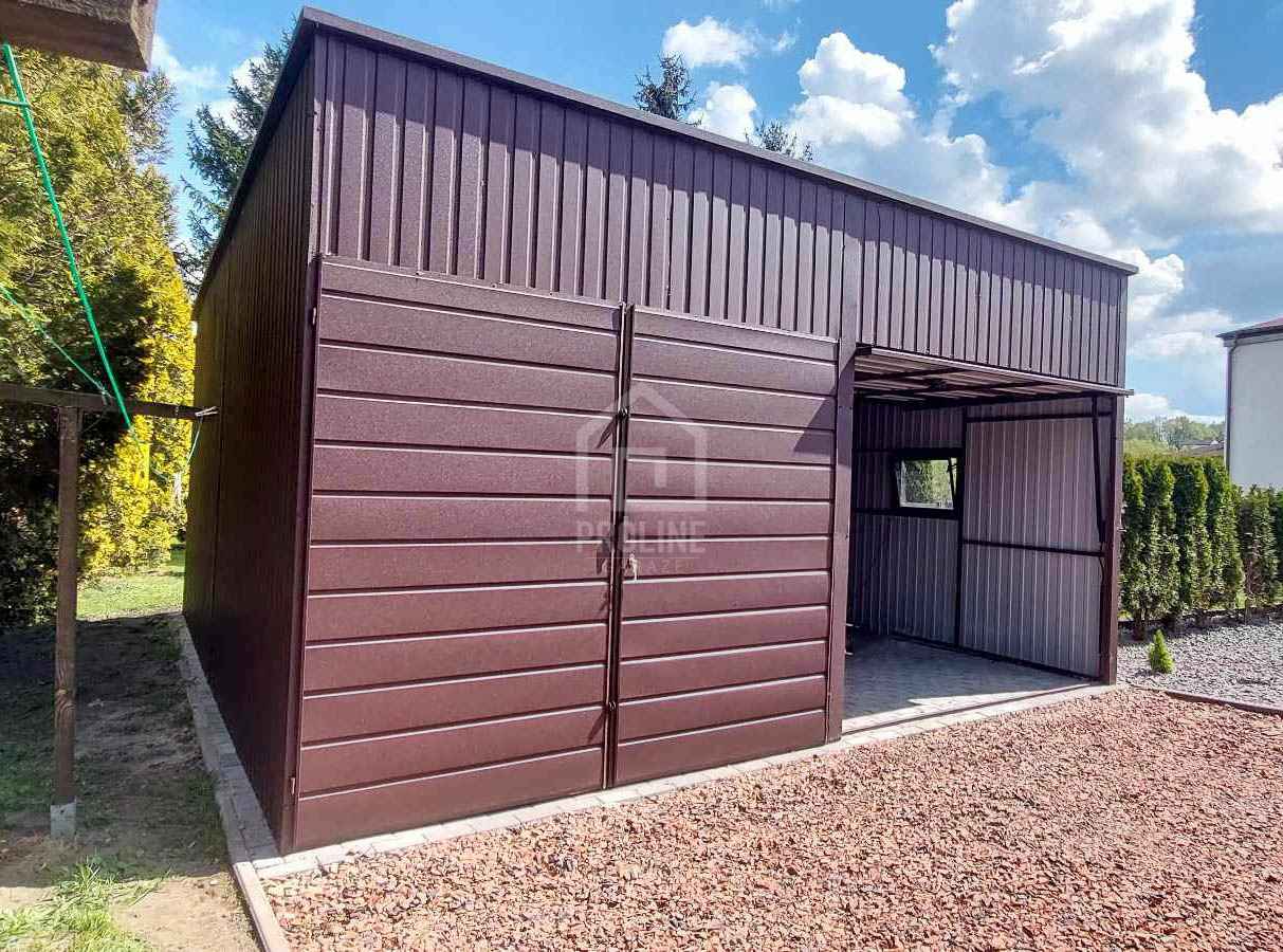 Hala Garaż blaszany 6x6 - 2x Brama - okno  dach w tył PLG107 Siedlce - zdjęcie 5