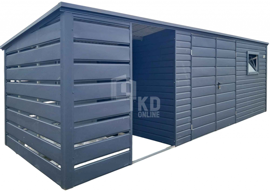 Schowek - domek ogrodowy 4,5x2,5m + wiata 2m brama  okno  dach TKD364 Miastko - zdjęcie 1