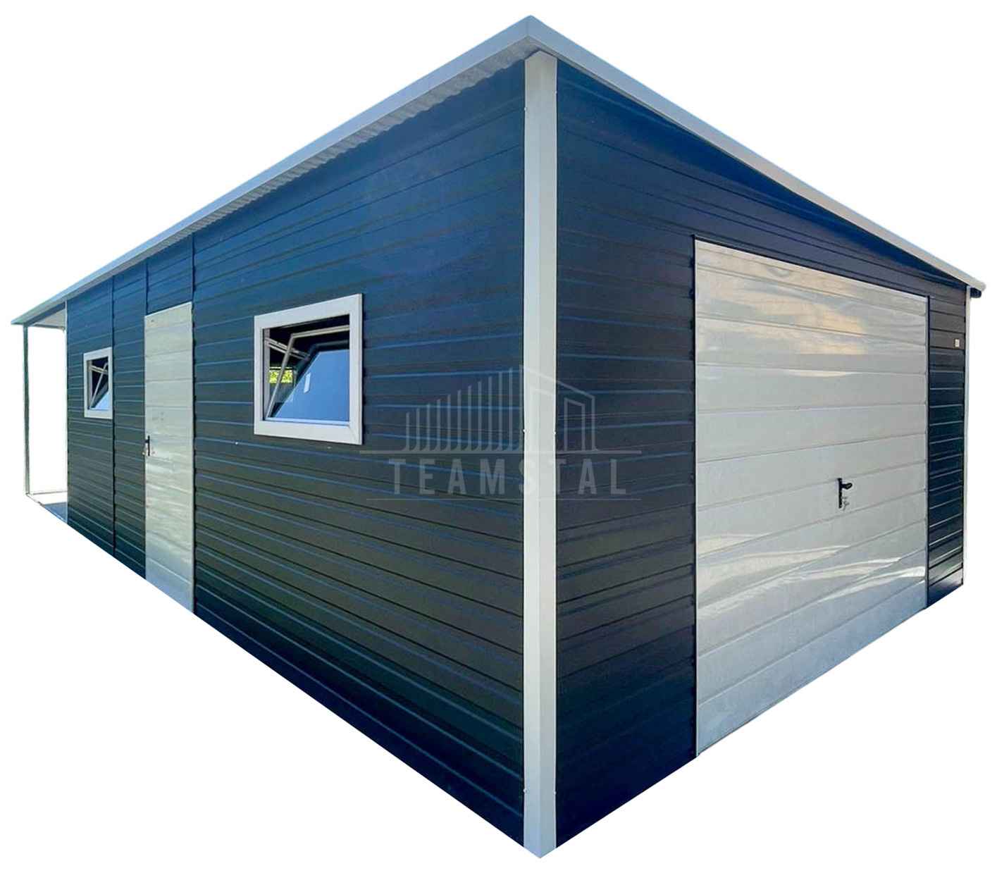 Garaż blaszany 5x6 m wiata 5x3 m brama drzwi  3x okno rynna TS1311 Dąbrowa Górnicza - zdjęcie 1