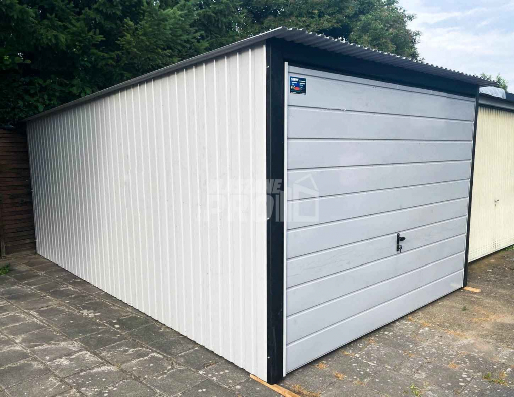 Garaż blaszany 3x5 Brama  Uchylna - Biały  - Dach spad w tył GP169 Białogard - zdjęcie 8
