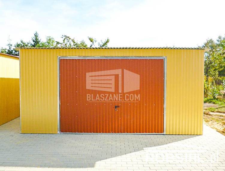 Garaż Blaszany 5x6  Brama - drzwi - żółty jasny brąz spad w tył  BL113 Bydgoszcz - zdjęcie 7