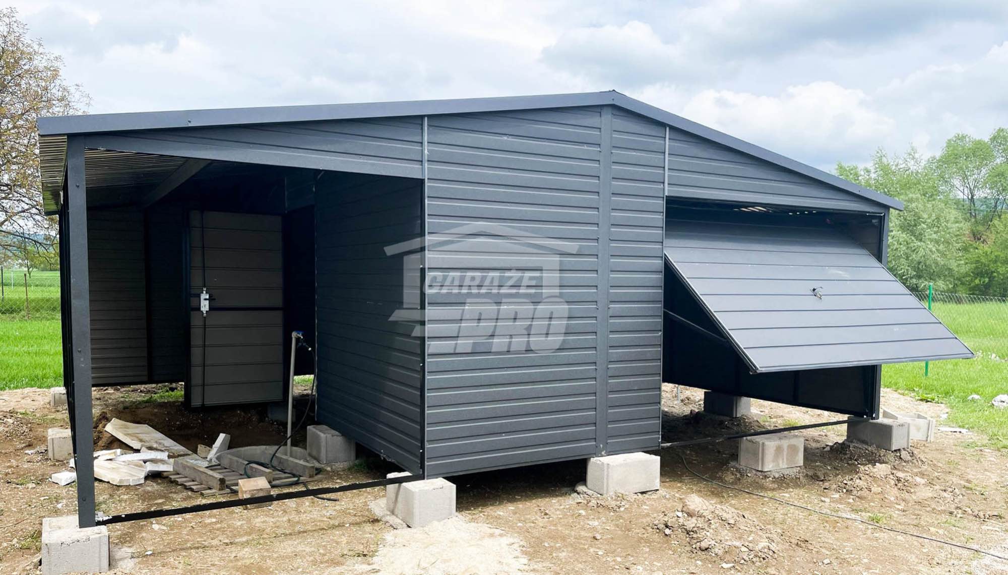 Garaż blaszany 5x6 + wiata brama uchylna  Dach dwuspad GP91 Częstochowa - zdjęcie 5
