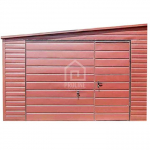 Garaż Blaszany 4,5x7m Brama uchylna Ciemny Brąz Dach spad w bok PLG144