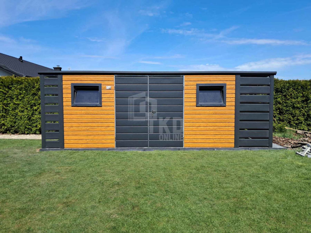 Schowek domek ogrodowy 4,5x3m wiata 0,5m brama drzwi  okna dach TKD389 Morąg - zdjęcie 4