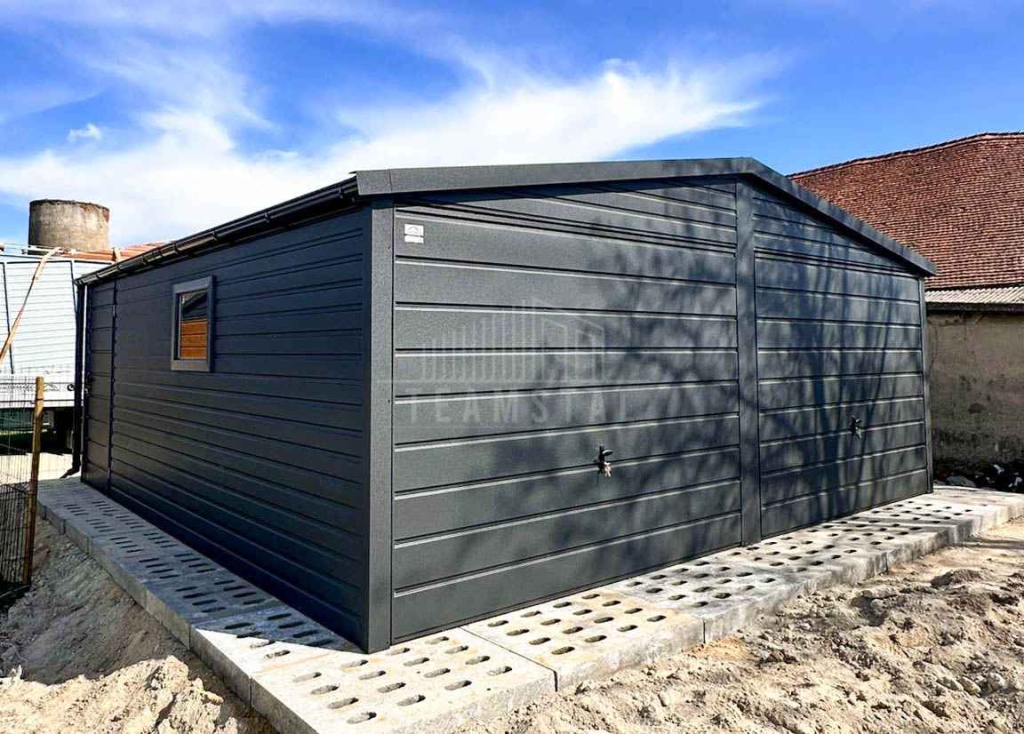 Garaż blaszany 6x5,8 m 2x brama  drzwi okno dach  rynny TS1277 Jarocin - zdjęcie 2