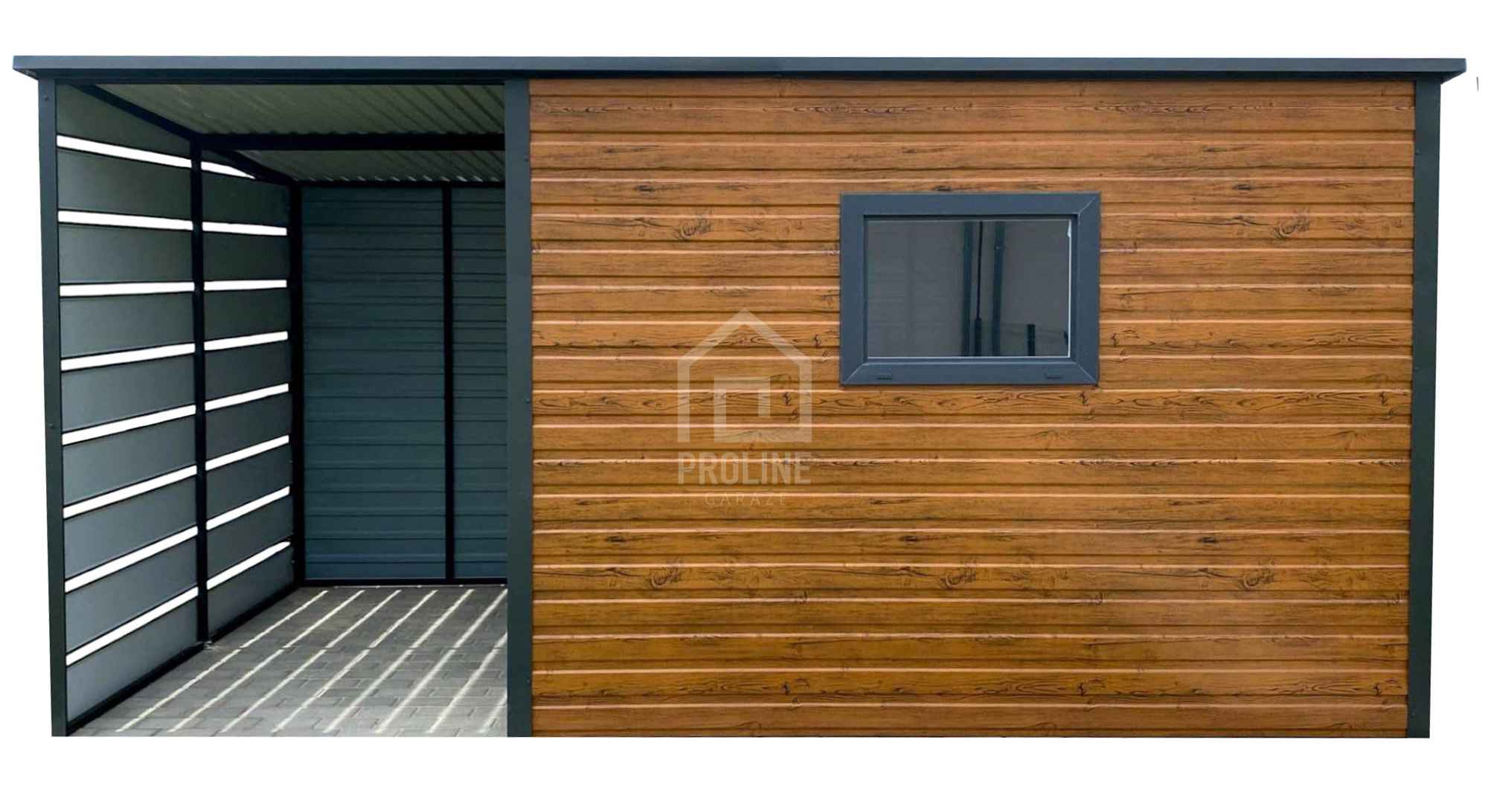 Schowek Domek Ogrodowy 3x2m + wiata 1,5m -Drzwi okno dach w tył PLG135 Wieliczka - zdjęcie 1