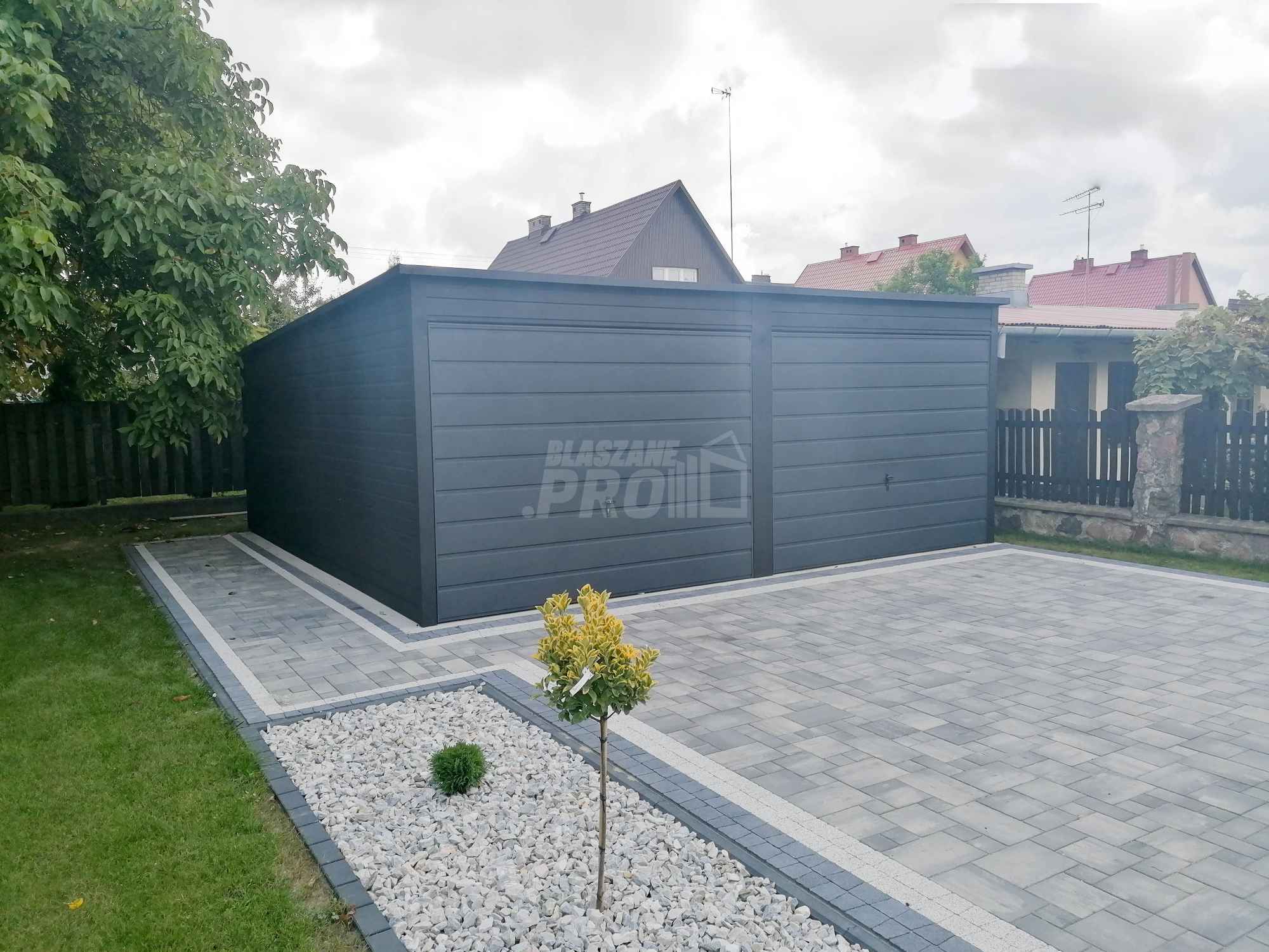 Garaż blaszany 6x5  Brama uchylna x2  antracyt spad w tył  GP124 Nysa - zdjęcie 3