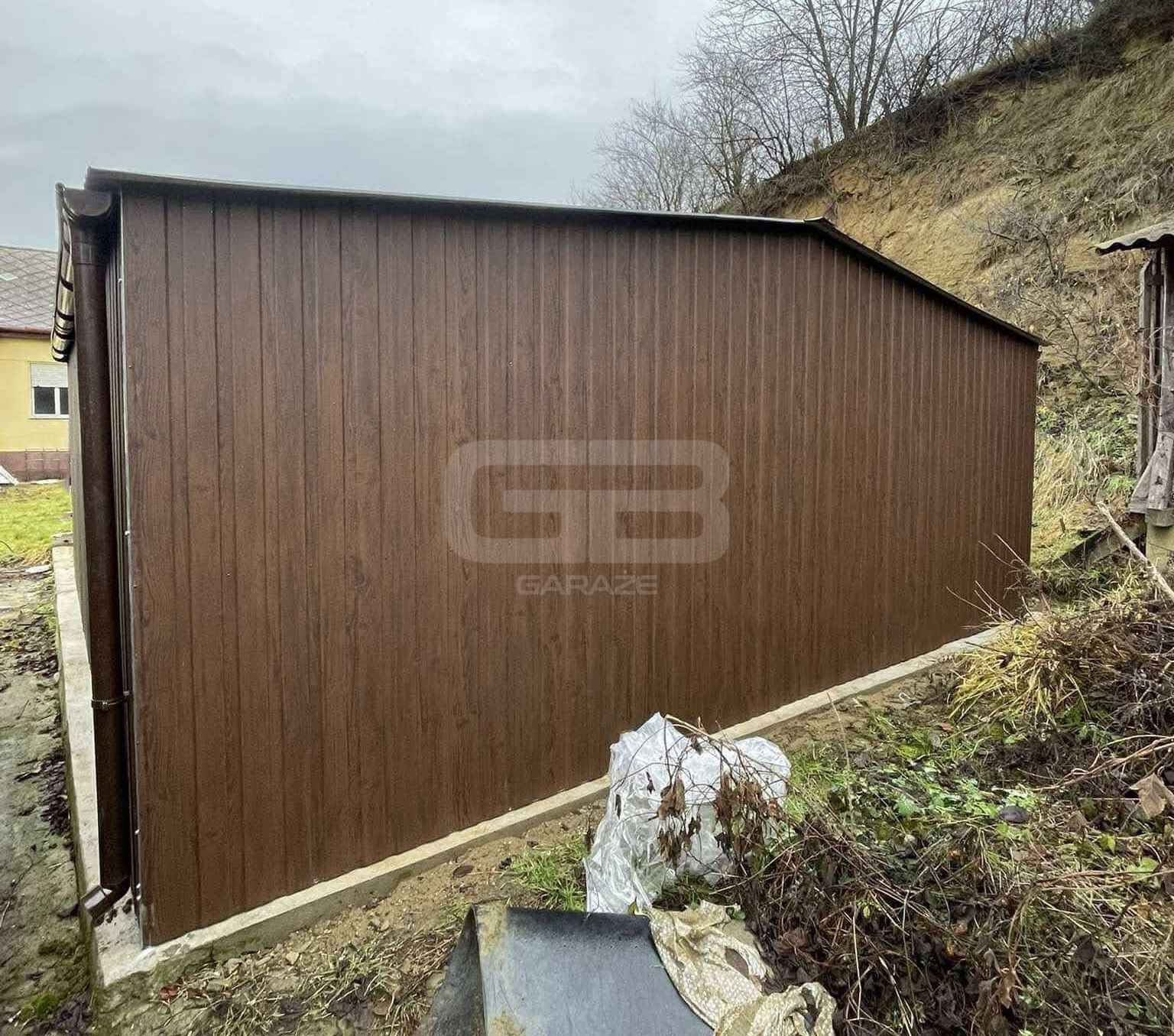 Garaż blaszany 6x5,8m 2x Brama uchylna drewnopodobny rynny dach GB178 Hajnówka - zdjęcie 6