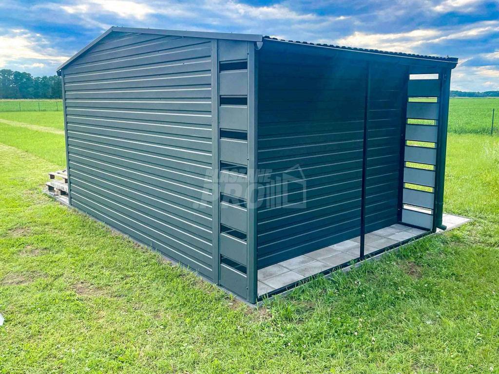 Domek ogrodowy 4x2,5m + Wiata 0,5m - Brama dwuskrzydłowa Rynny GP385 Katowice - zdjęcie 3