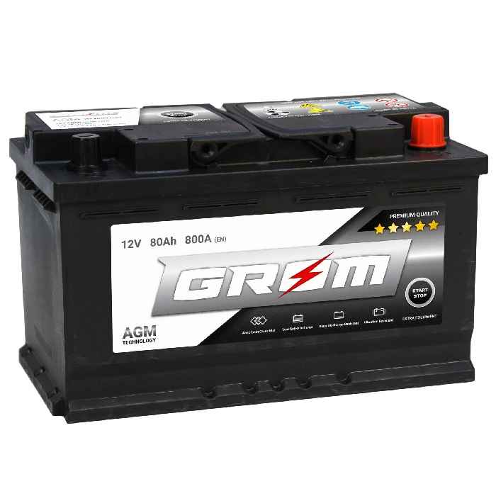 Akumulator GROM AGM START/STOP 80Ah 800A Prawy Plus Ostrowiec Świętokrzyski - zdjęcie 1
