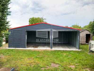 Garaż Blaszany 8x6 - 2x Brama Czerwony Antracyt dach dwuspadowy BL159 Wągrowiec - zdjęcie 4