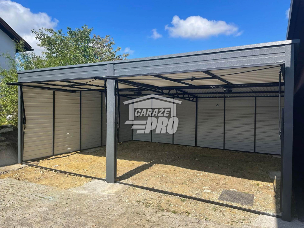 Garaż blaszany 6x6  Brama uchylna x2  antracyt spad w tył GP129 Słupsk - zdjęcie 6