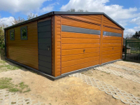 Garaż blaszany drewnopodobny 6×6 dwuspadowy złoty dąb + antracyt Nowogard - zdjęcie 4