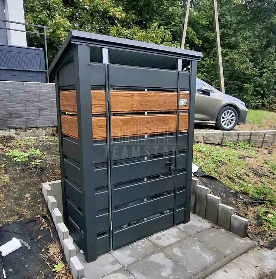 Wiata śmietnikowa 1,5x0,5m - drewnopodobny- dach TS1208 Sanok - zdjęcie 5