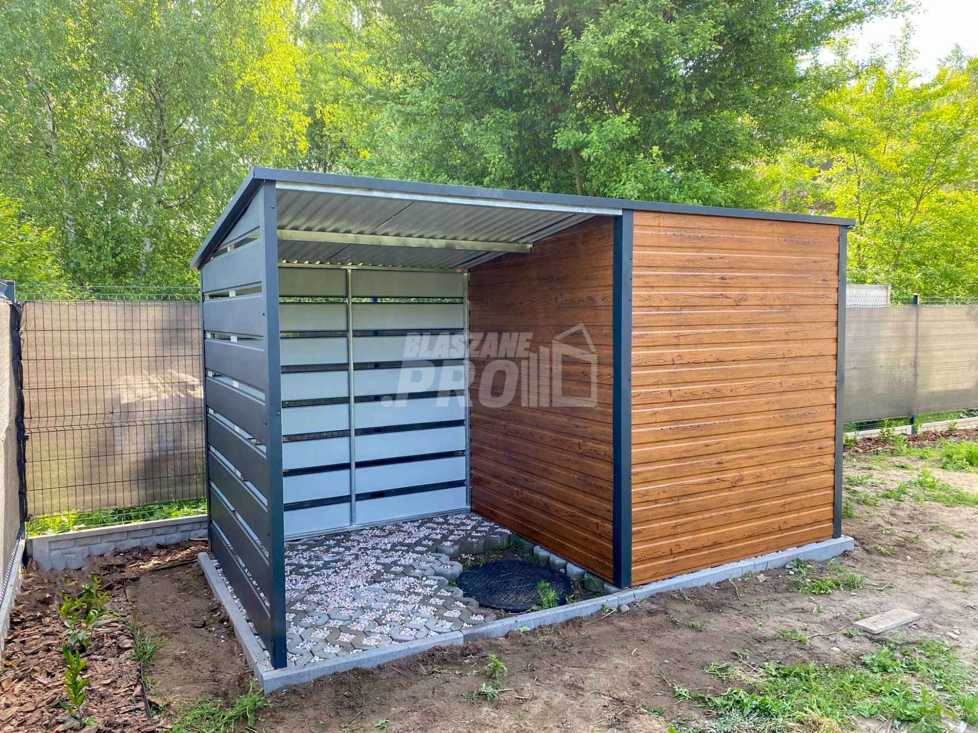 Schowek - Domek Ogrodowy 2x2m wiata 2m  jasny orzech  spad w tył GP547 Śródmieście - zdjęcie 3