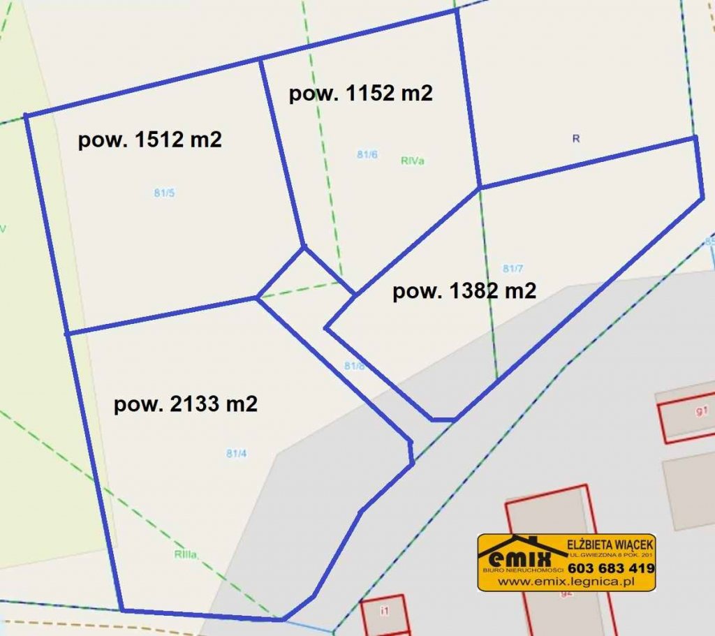 4 działki budowlane z wydanymi warunkami zabudowy, Wysocko k. Złotoryi Złotoryja - zdjęcie 1