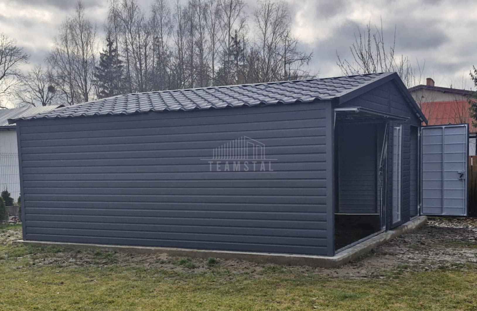 Garaż blaszany 6x5,8m Brama uchylna drzwi okno blachodachówka TS1145 Kalisz - zdjęcie 4