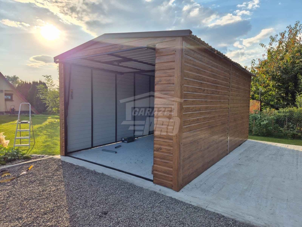 Garaż blaszany 3,5x6m Brama uchylna automat  blachodachówka Dach GP673 Olsztyn - zdjęcie 5