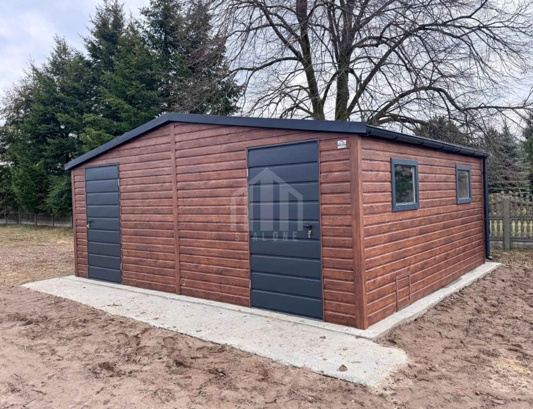 Schowek domek ogrodowy 6x4m 2x drzwi 4x okno rynny ciemny orzech SO100 Włocławek - zdjęcie 4