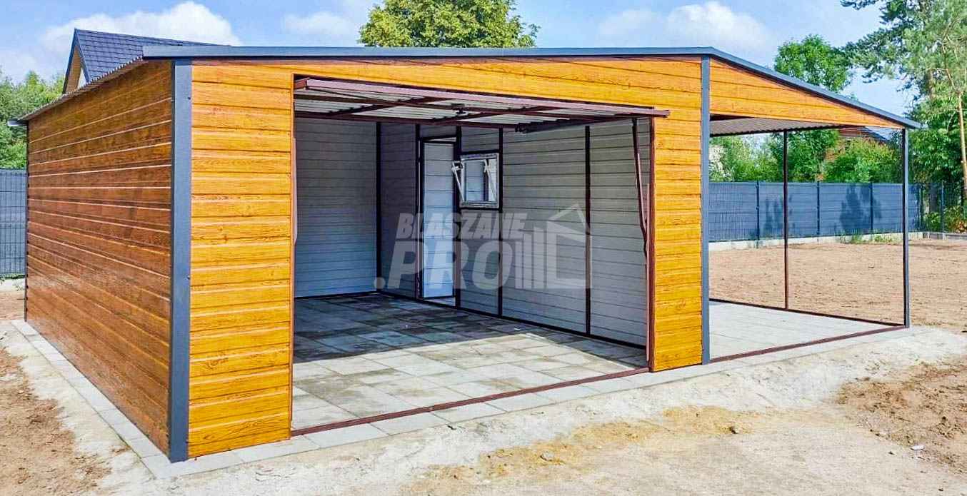 Garaż Blaszany 4x6m + Wiata 4x6m - Brama Uchylna - Okno - Drzwi GP431 Nysa - zdjęcie 6