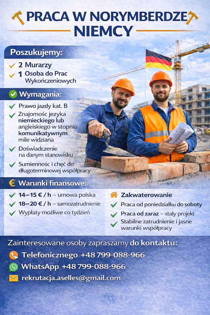 PRACA DLA MURARZY W NORYMBERDZE NIEMCY Białołęka - zdjęcie 1