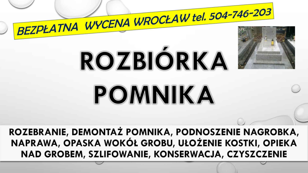 Rozebranie, złożenie pomnika. Cmentarz Wrocław. Zakład kamieniarski. Psie Pole - zdjęcie 4