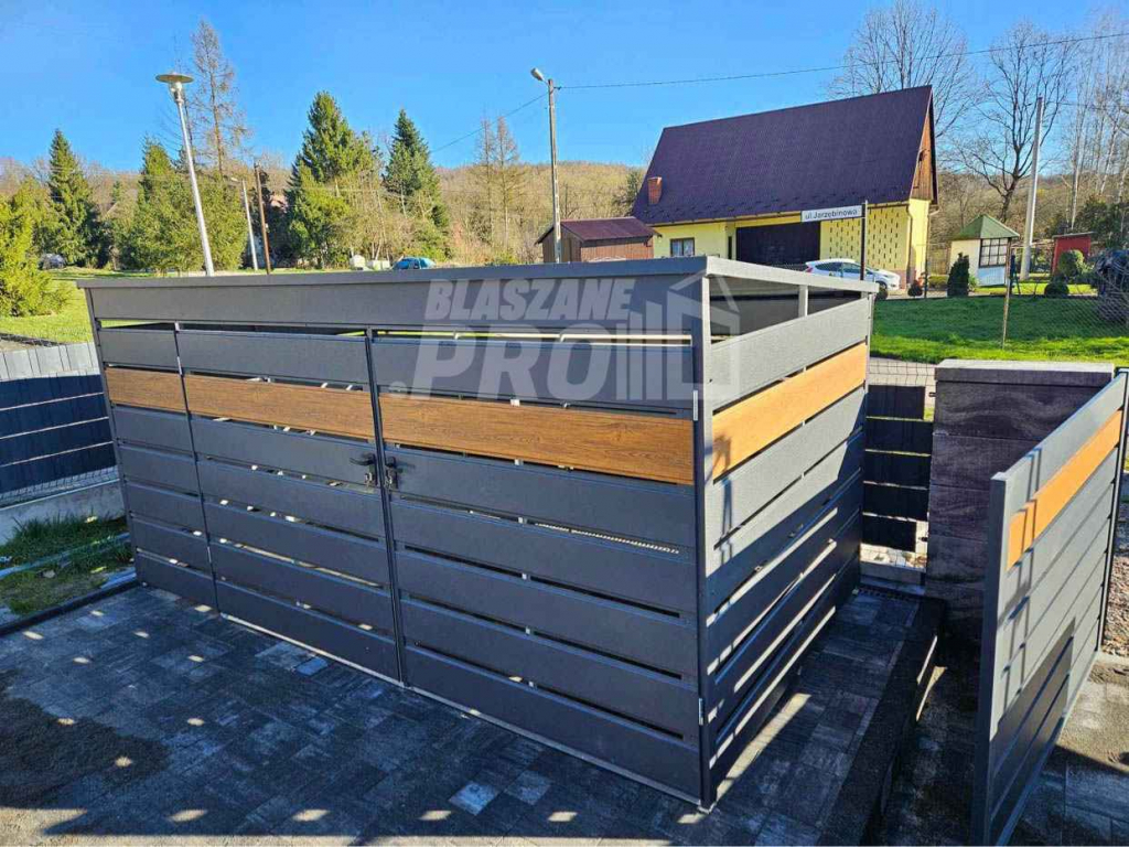 Wiata śmietnikowa 4x2,1m Antracyt jasny orzech Schowek ogrodowy GP358 Otwock - zdjęcie 7