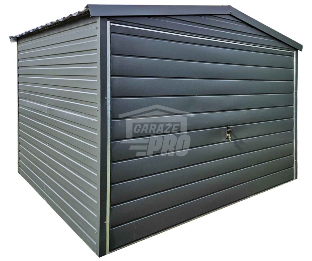 Garaż blaszany 3x3 Brama uchylna - antracyt - dach dwuspadowy GP628 Mrągowo - zdjęcie 1