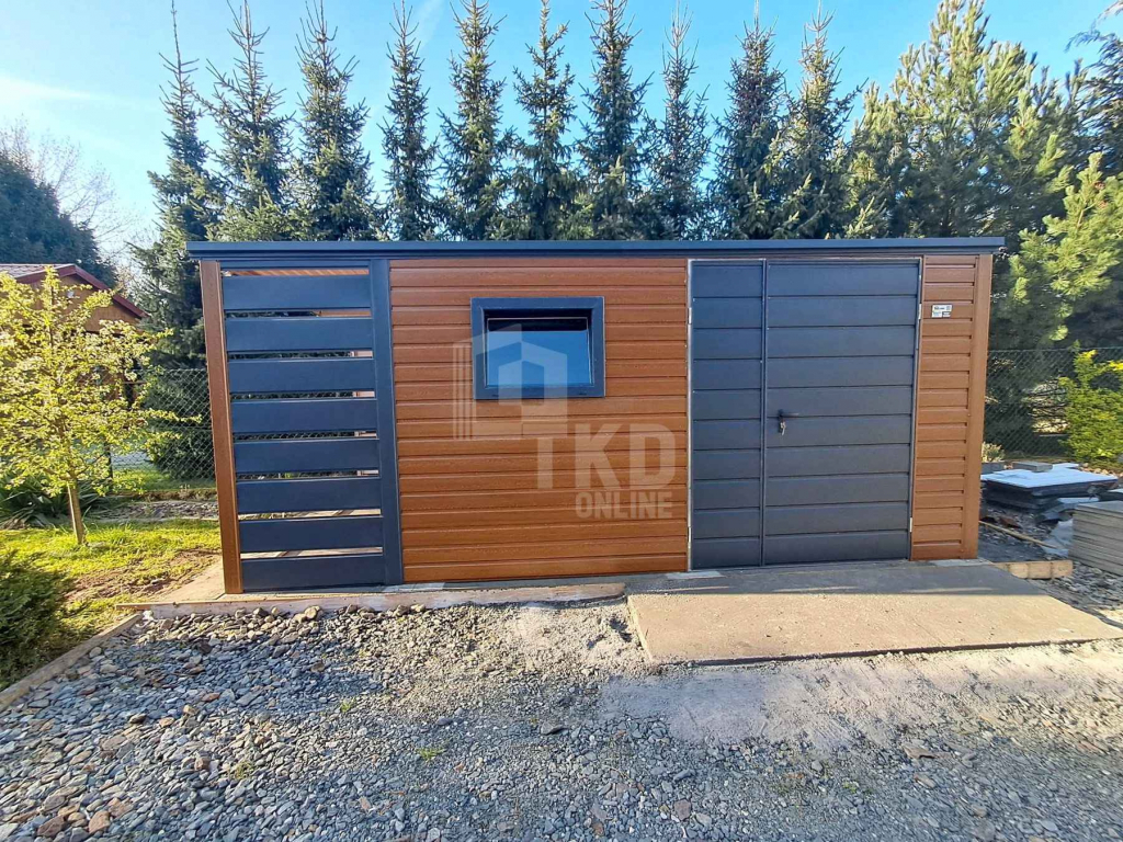 Schowek - domek ogrodowy 4x2,5m + wiata 1m  brama okno dach  TKD390 Dobre Miasto - zdjęcie 3