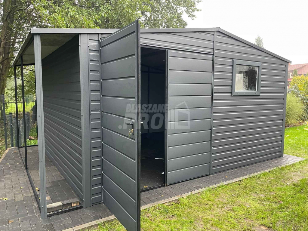 Domek Ogrodowy 4x4  + wiata antracyt drzwi 2x okno dwuskrzydłowe GP236 Słupsk - zdjęcie 7