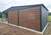 Garaż blaszany 6x6 m + wiata 3x6 m 2x brama uchylna drzwi dach GP745 Wisła - zdjęcie 3