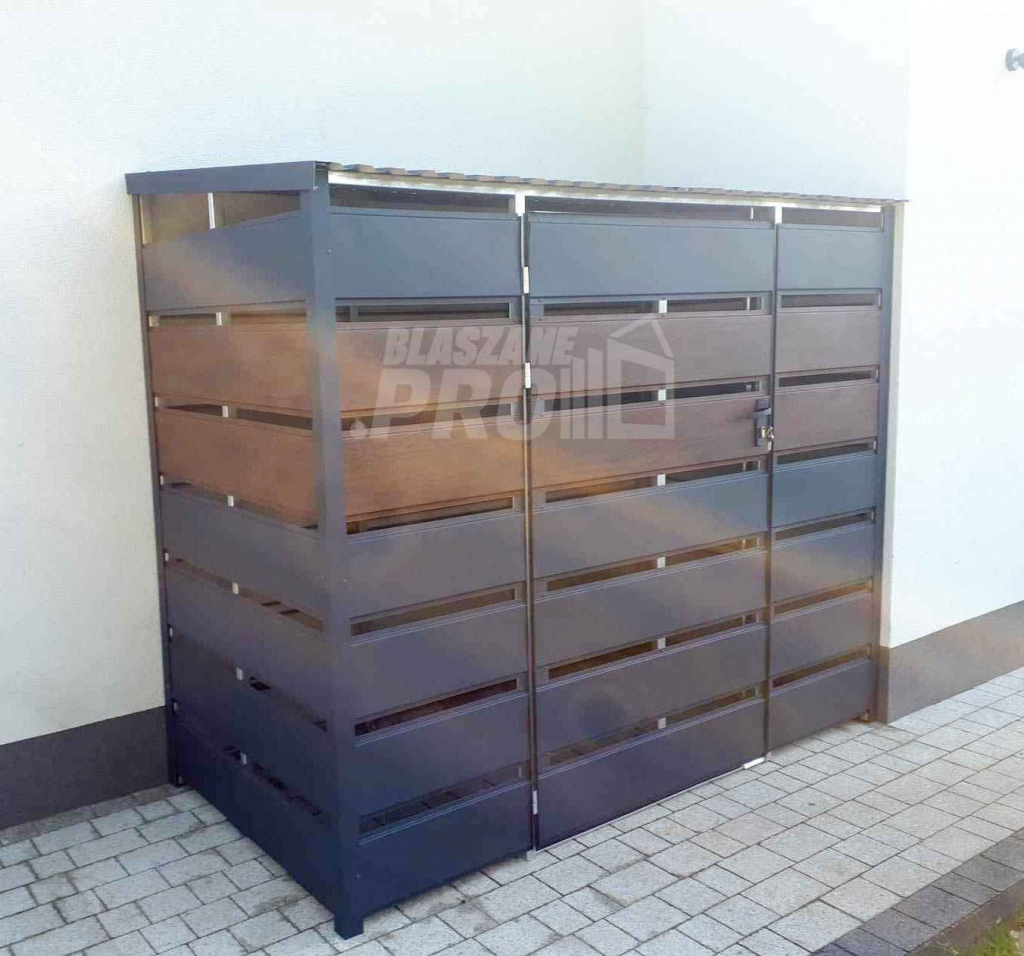 Wiata śmietnikowa 3x0,7m antracyt drewnopodobny Schowek ogrodowy GP288 Niepołomice - zdjęcie 2