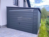 Garaż blaszany 4x5m - brama uchylna - antracyt - dach rynny ST243 Mysłowice - zdjęcie 3