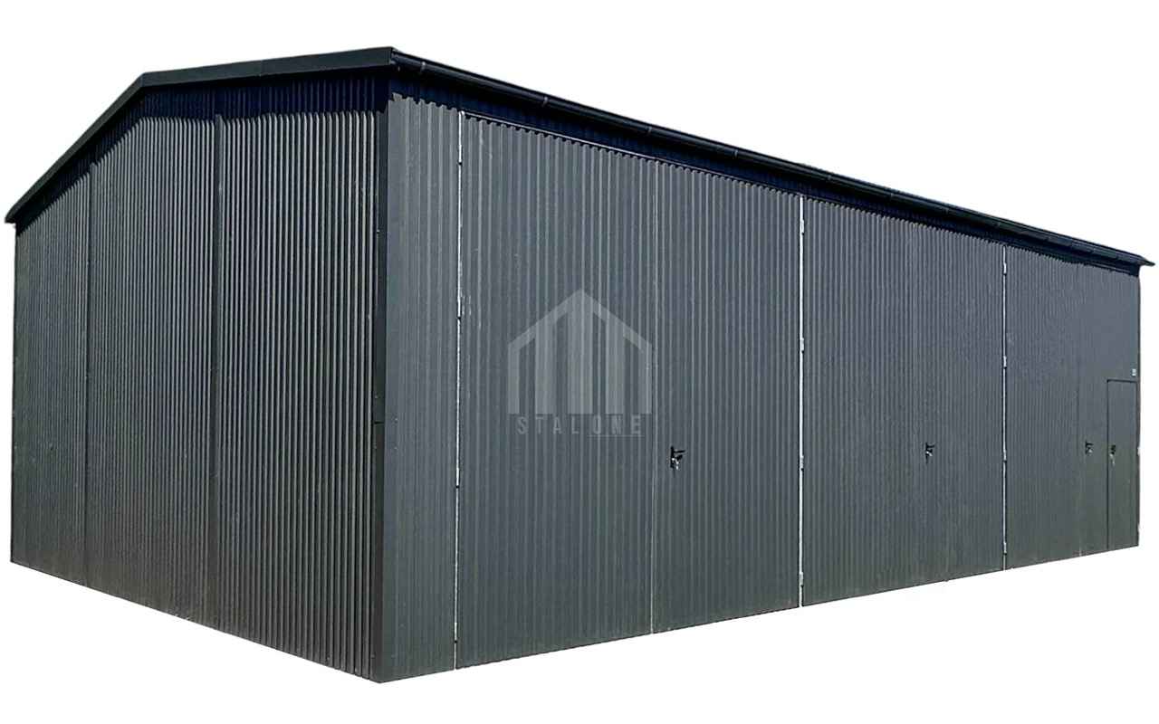 Hala Garaż blaszany hala - 9x6 - 3x brama dwuskrzydłowa - rynna SO147 Bałuty - zdjęcie 1